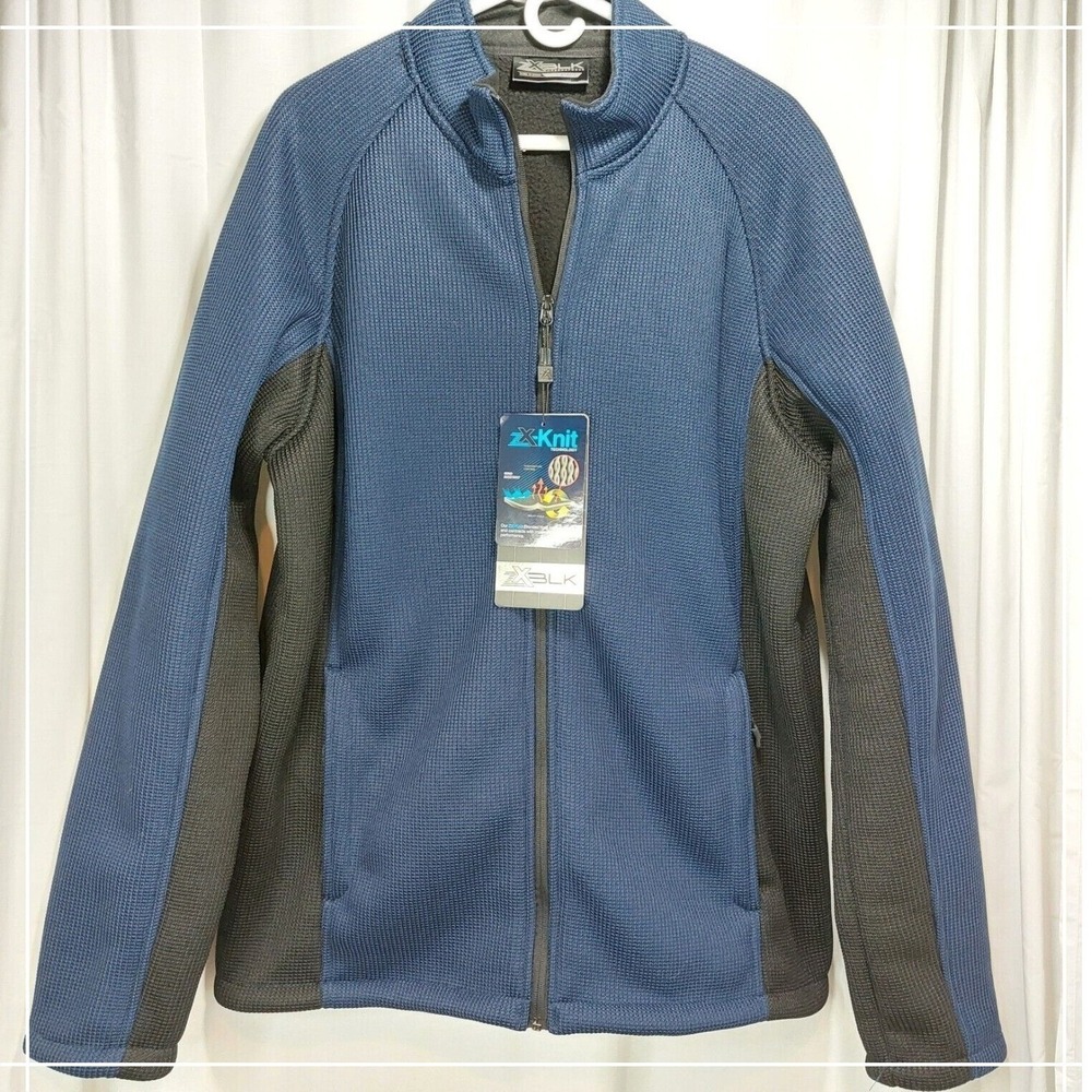 Zeroxposur ZXBLK Mens Cable‎ Knit Jacket Sz XL Black Blue Fleece New With Tags